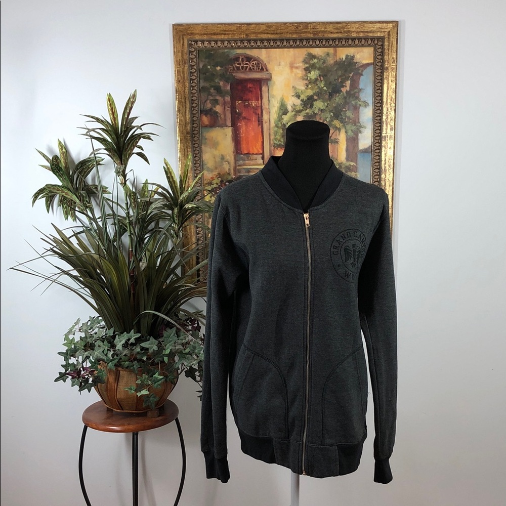 Grand Canyon West Small Dark Gray Zip-Up Hoodie‎ Pockets Long Sleeve Activewear